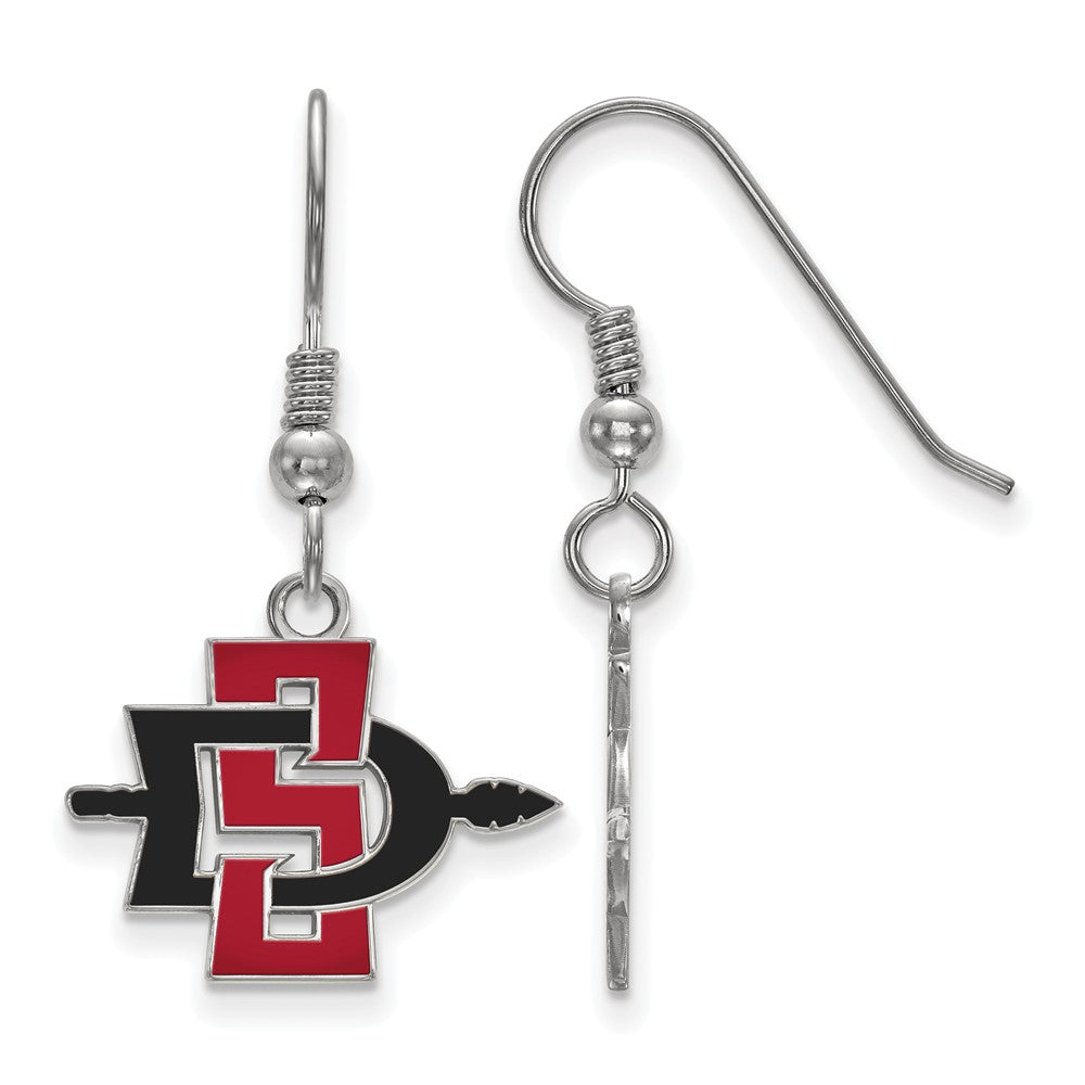 Sterling Silver San Diego State University Small Dangle Earrings, Item E14024 by The Black Bow Jewelry Co.