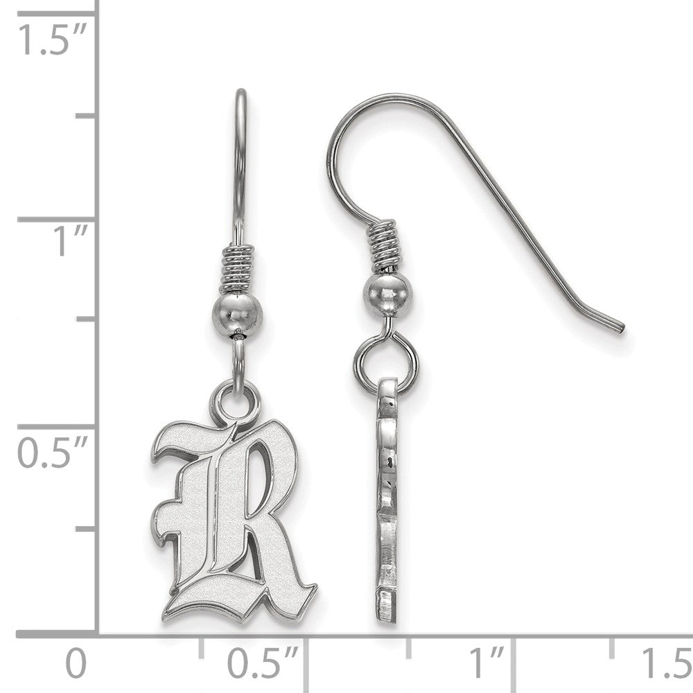 Alternate view of the Sterling Silver Rice University Small Dangle Earrings by The Black Bow Jewelry Co.