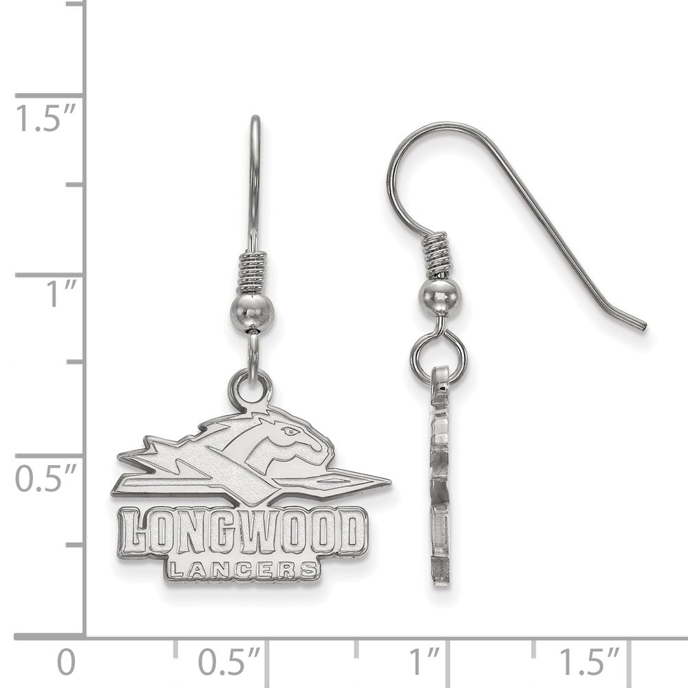 Alternate view of the Sterling Silver Longwood University Small Dangle Earrings by The Black Bow Jewelry Co.