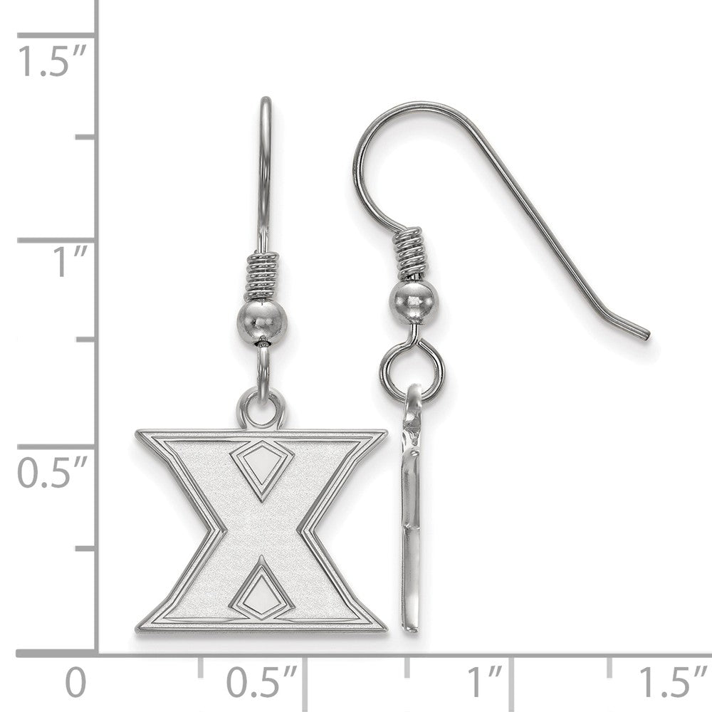 Alternate view of the Sterling Silver Xavier University Small Dangle Earrings by The Black Bow Jewelry Co.