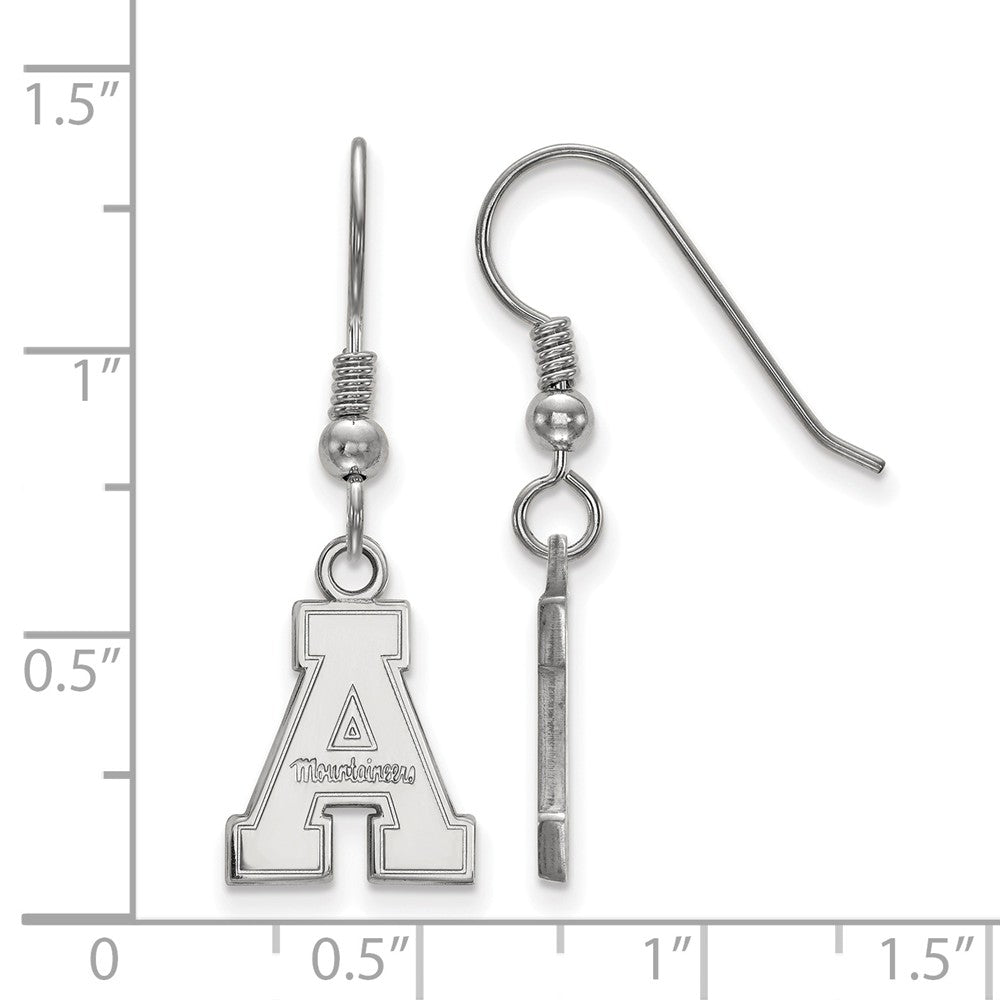 Alternate view of the Sterling Silver Appalachian State Dangle Earrings by The Black Bow Jewelry Co.