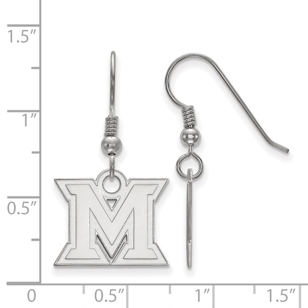 Alternate view of the Sterling Silver Miami University Small Dangle Earrings by The Black Bow Jewelry Co.