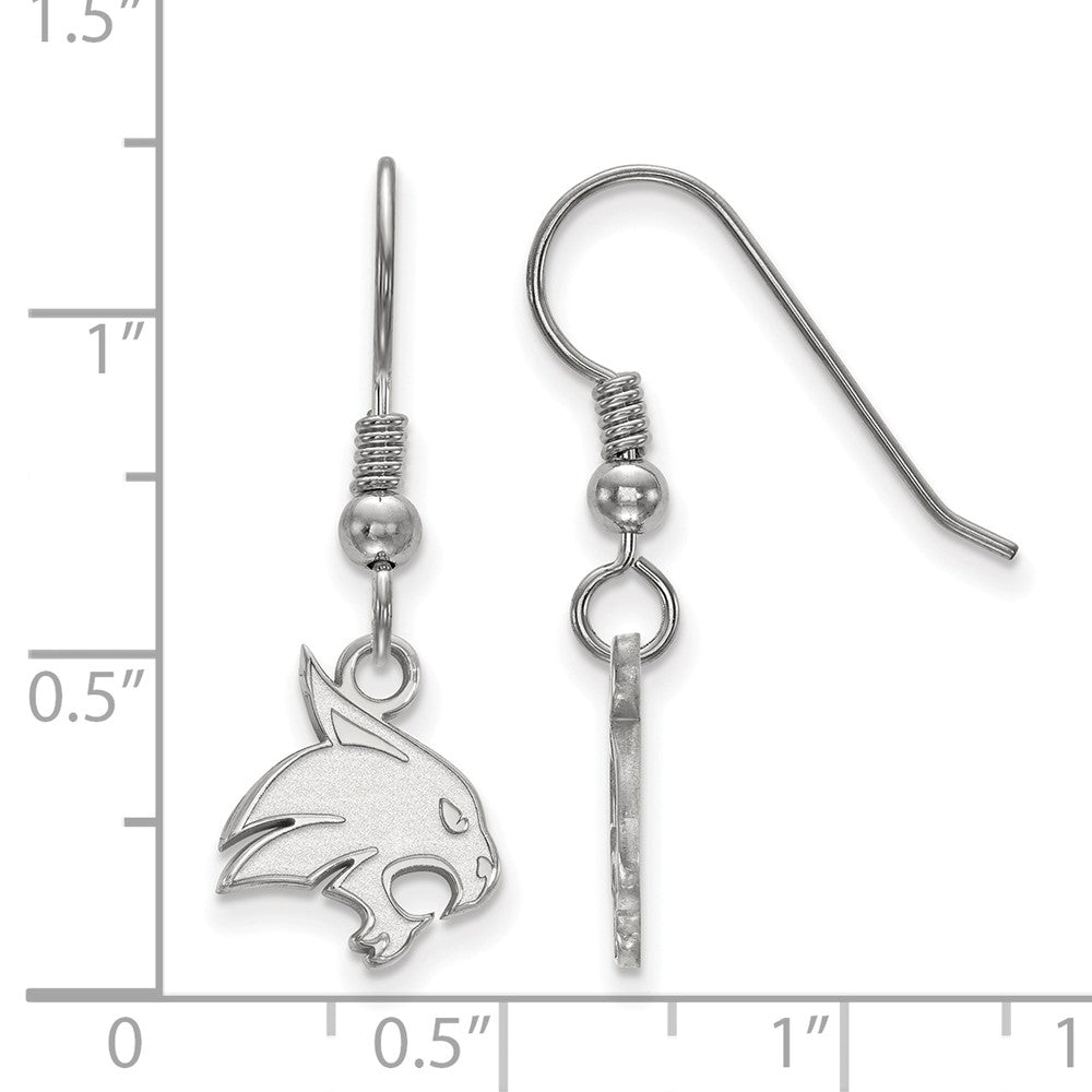 Alternate view of the Sterling Silver Texas State University Small Dangle Earrings by The Black Bow Jewelry Co.