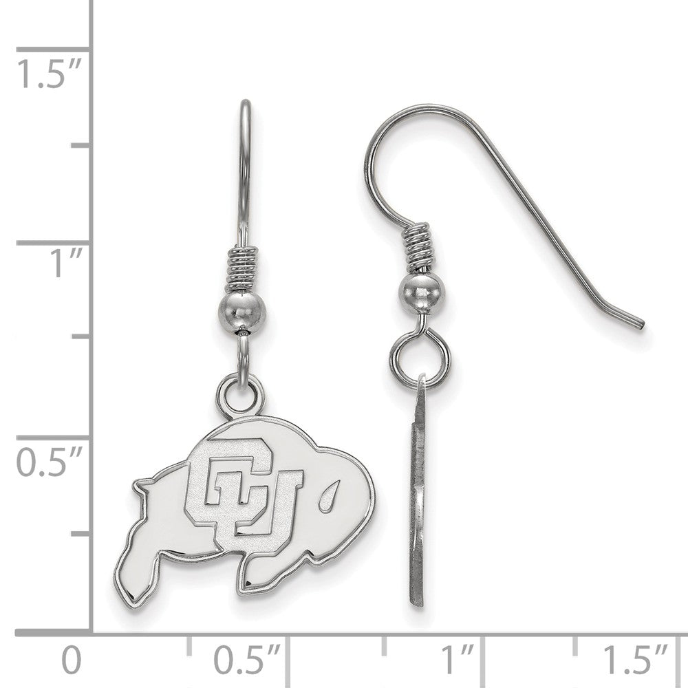 Alternate view of the Sterling Silver University of Colorado Small Dangle Earrings by The Black Bow Jewelry Co.