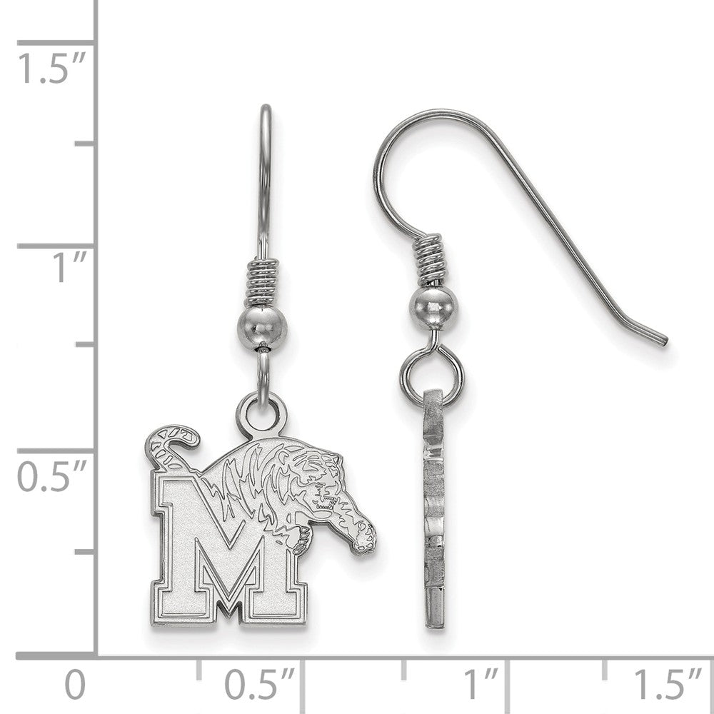 Alternate view of the Sterling Silver University of Memphis Small Dangle Earrings by The Black Bow Jewelry Co.
