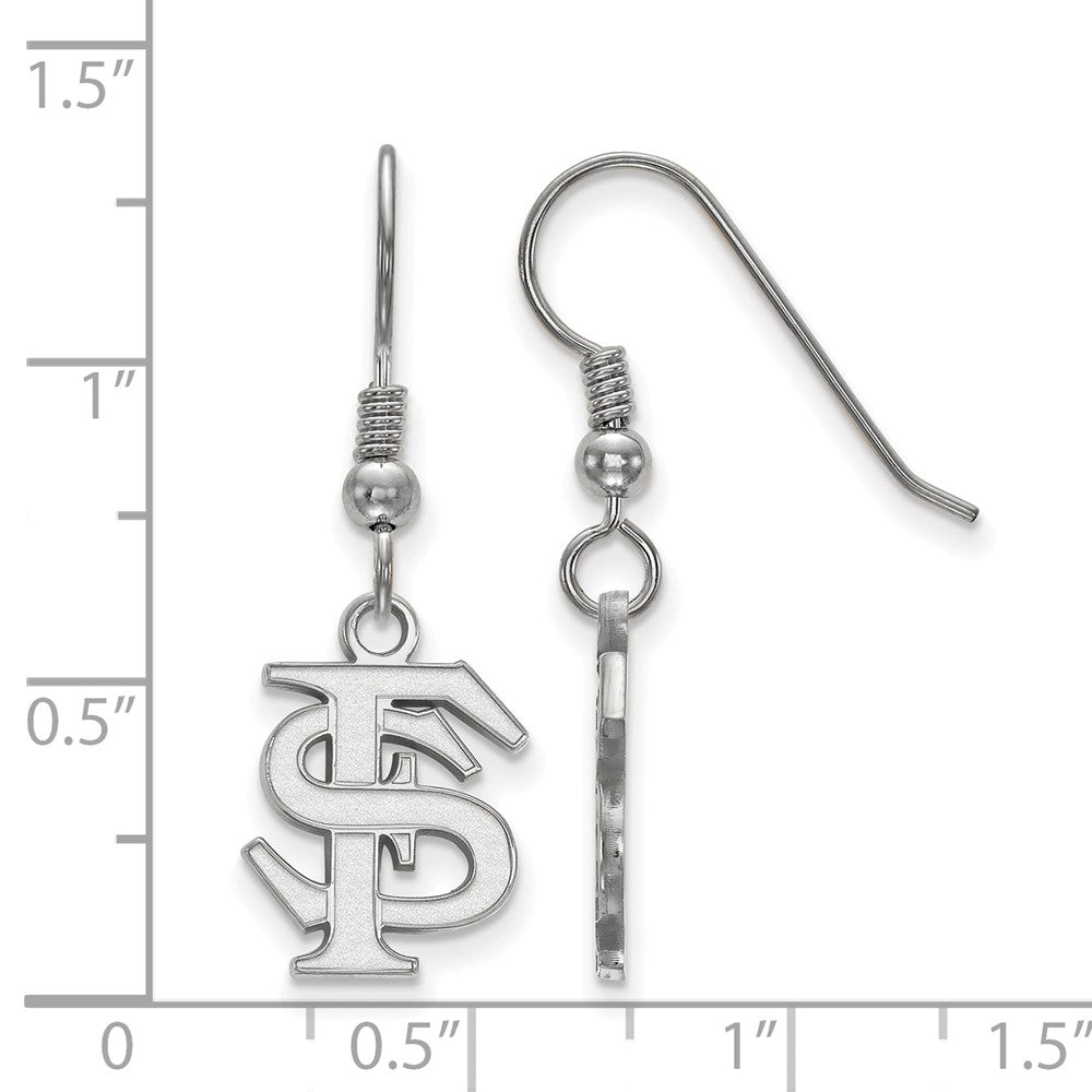 Alternate view of the Sterling Silver Florida State University Small &#39;FS&#39; Dangle Earrings by The Black Bow Jewelry Co.