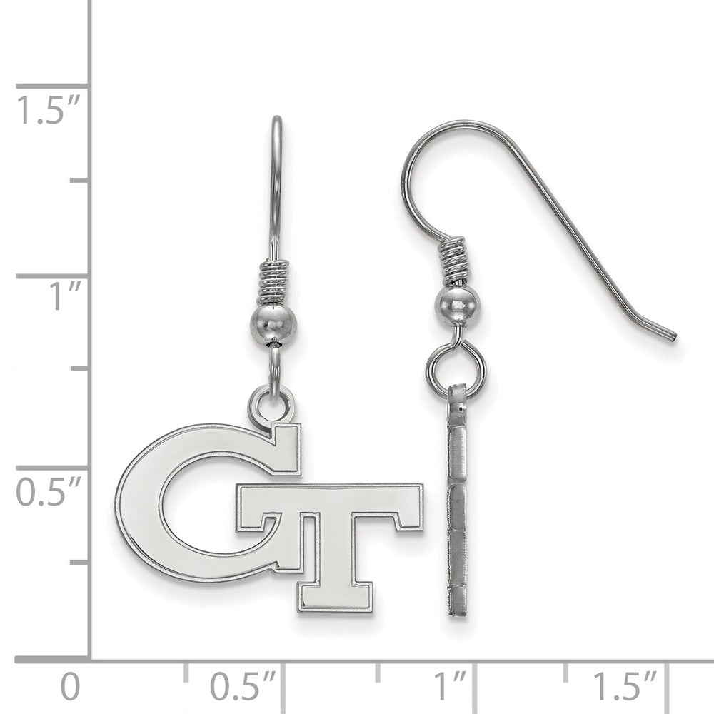 Alternate view of the Sterling Silver Georgia Technology Small &#39;GT&#39; Dangle Earring by The Black Bow Jewelry Co.
