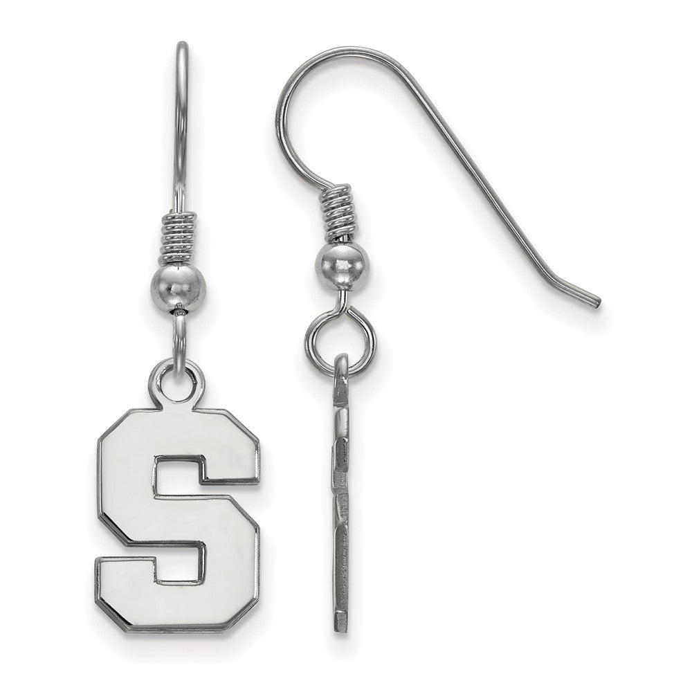 Sterling Silver Michigan State University Small &#39;S&#39; Dangle Earrings, Item E14133 by The Black Bow Jewelry Co.