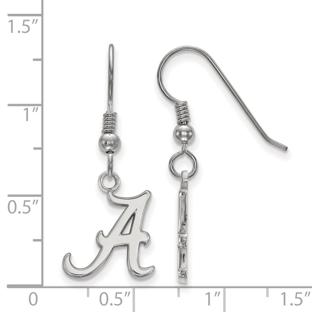 Alternate view of the Sterling Silver University of Alabama Sm Initial A Dangle Earrings by The Black Bow Jewelry Co.