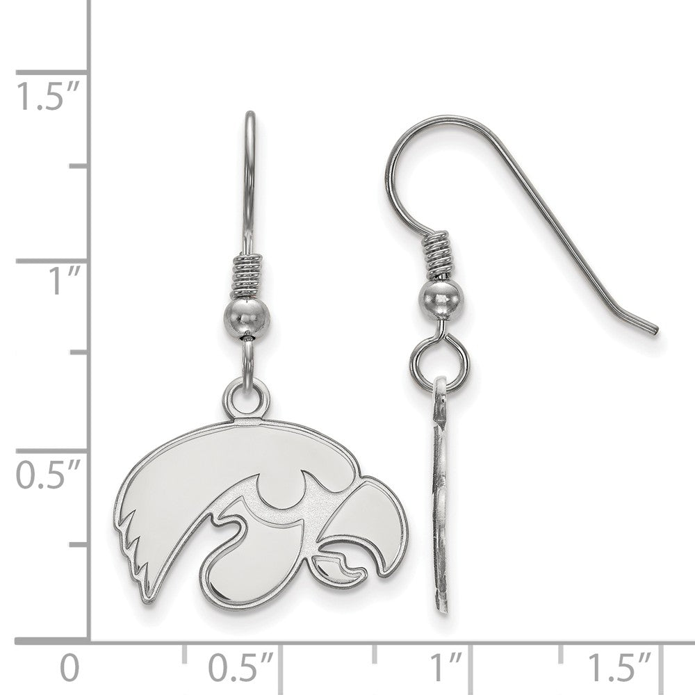 Alternate view of the Sterling Silver University of Iowa Small Mascot Dangle Earrings by The Black Bow Jewelry Co.