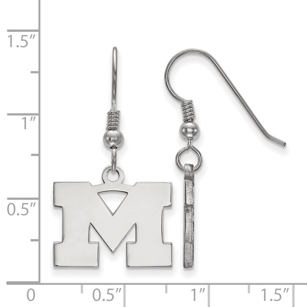 Alternate view of the Sterling Silver Michigan (Univ of) Small Dangle Earrings by The Black Bow Jewelry Co.