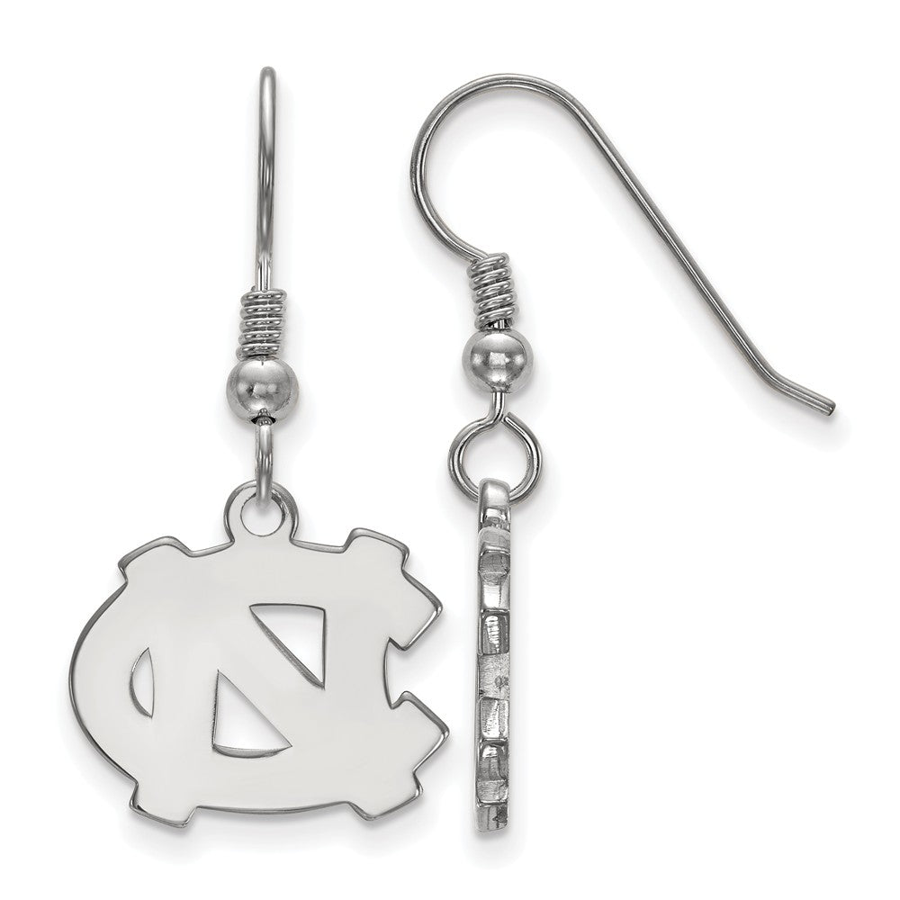 Sterling Silver U of North Carolina Small &#39;NC&#39; Dangle Earrings, Item E14152 by The Black Bow Jewelry Co.