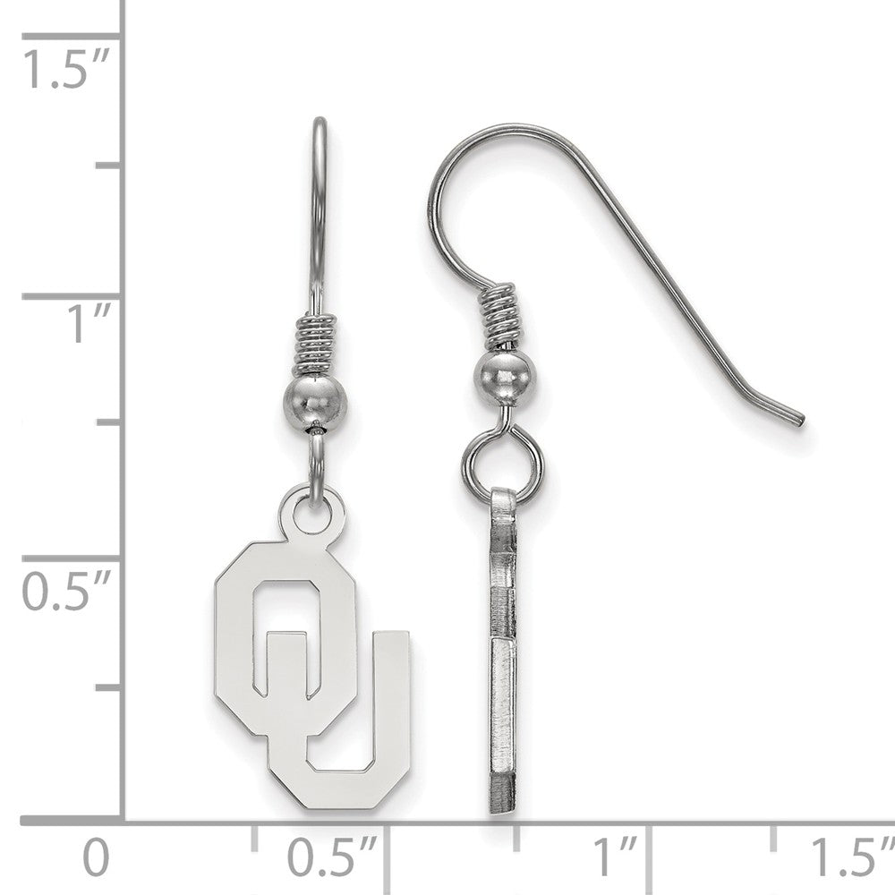 Alternate view of the Sterling Silver University of Oklahoma Small Dangle Earrings by The Black Bow Jewelry Co.