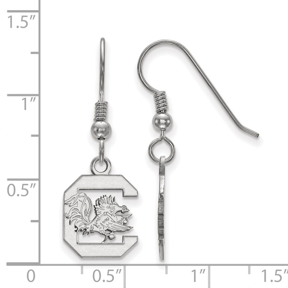 Alternate view of the Sterling Silver U of South Carolina Small Dangle Earrings by The Black Bow Jewelry Co.