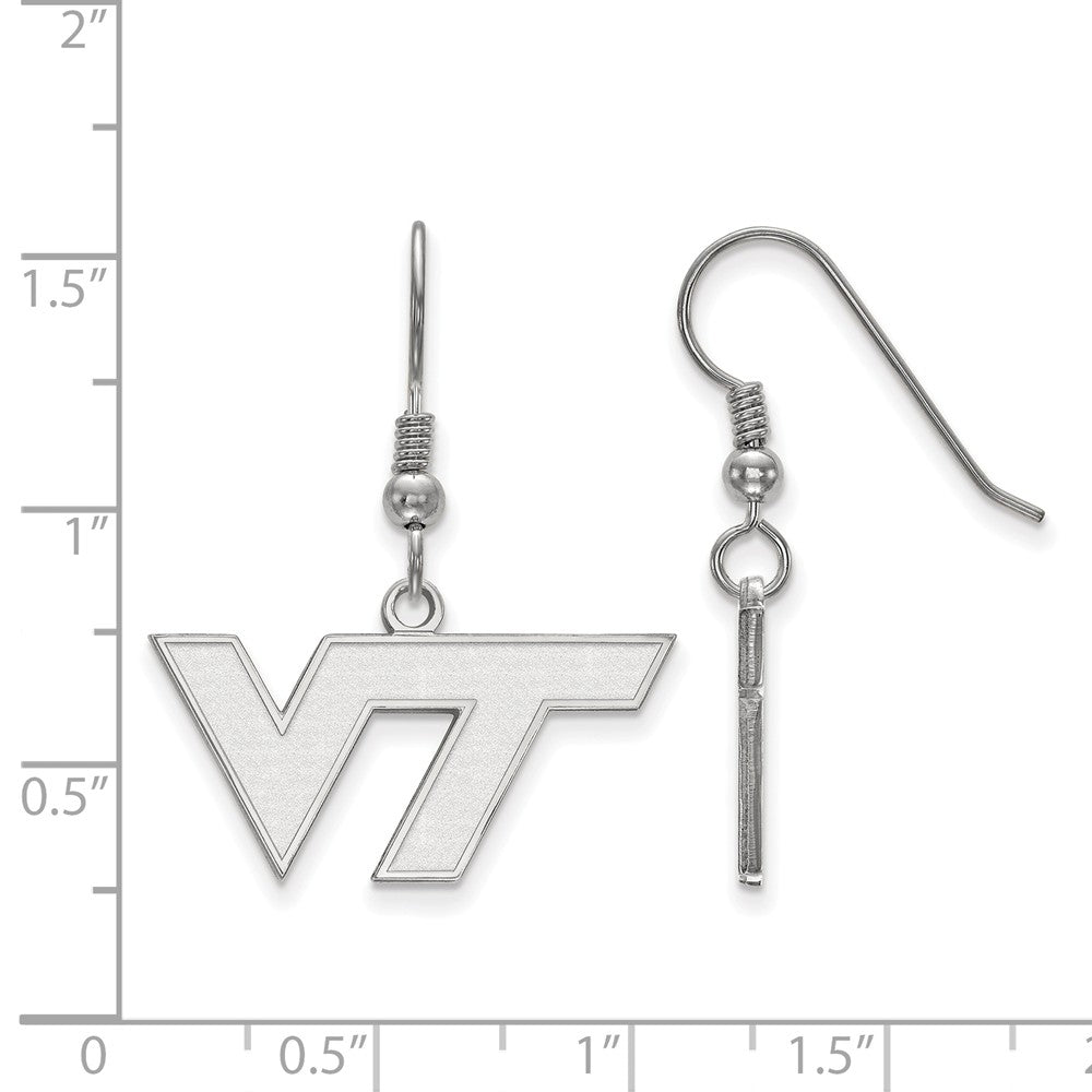 Alternate view of the Sterling Silver Virginia Tech Small &#39;VT&#39; Dangle Earrings by The Black Bow Jewelry Co.