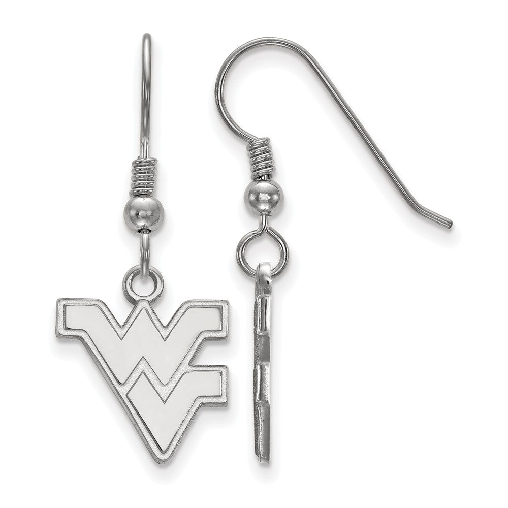 Sterling Silver West Virginia University Small &#39;WV&#39; Dangle Earrings, Item E14162 by The Black Bow Jewelry Co.
