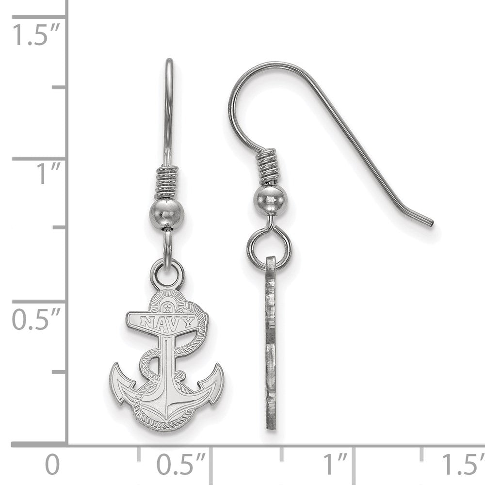 Alternate view of the Sterling Silver U.S. Naval Academy Small Dangle Earrings by The Black Bow Jewelry Co.