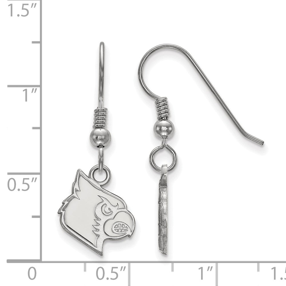 Alternate view of the Sterling Silver University of Louisville Small Dangle Earrings by The Black Bow Jewelry Co.