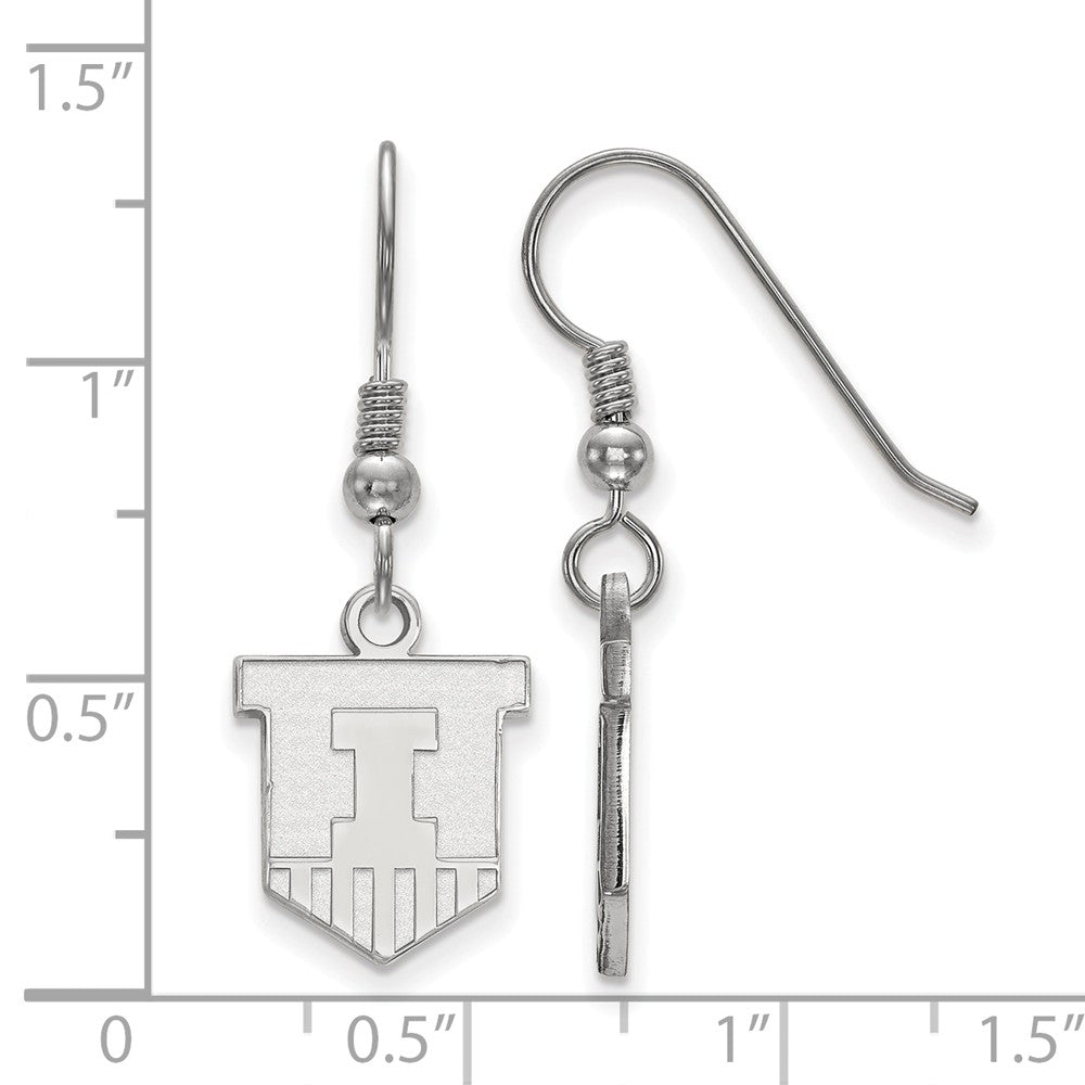 Alternate view of the Sterling Silver University of Illinois Small Dangle Earrings by The Black Bow Jewelry Co.