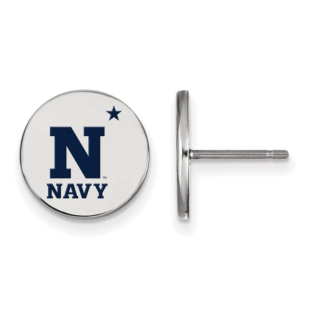 Sterling Silver U.S. Naval Academy Small Enamel Disc Earrings, Item E14223 by The Black Bow Jewelry Co.