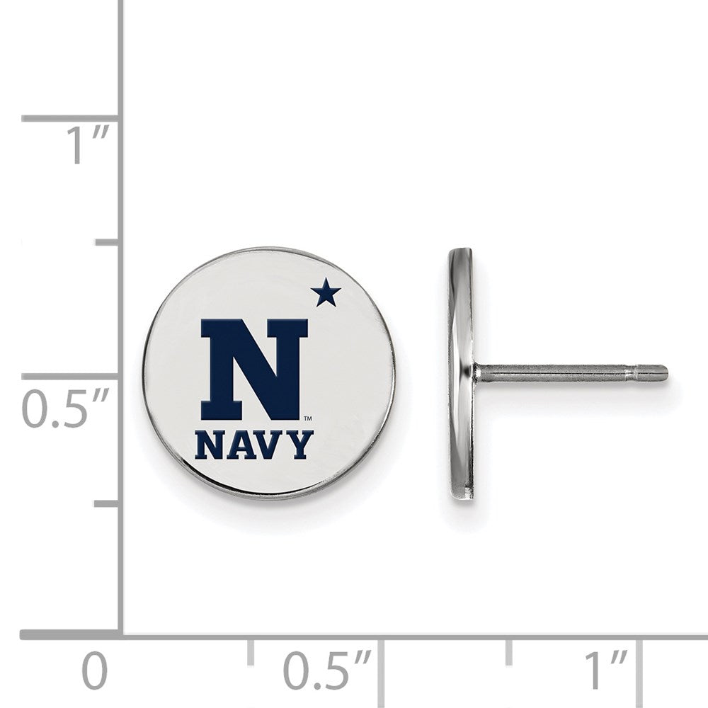 Alternate view of the Sterling Silver U.S. Naval Academy Small Enamel Disc Earrings by The Black Bow Jewelry Co.