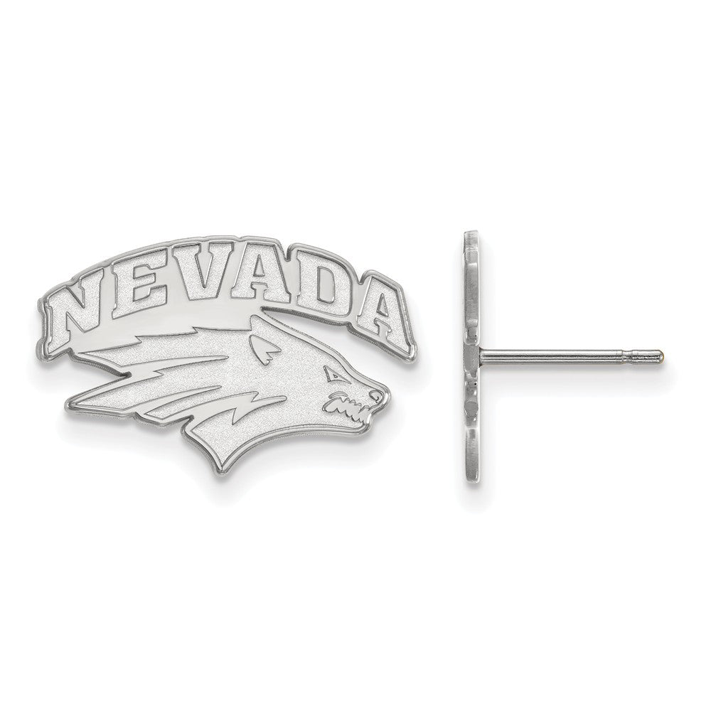 10k White Gold University of Nevada Small Post Earrings, Item E14259 by The Black Bow Jewelry Co.
