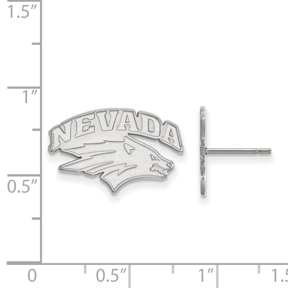 Alternate view of the 10k White Gold University of Nevada Small Post Earrings by The Black Bow Jewelry Co.