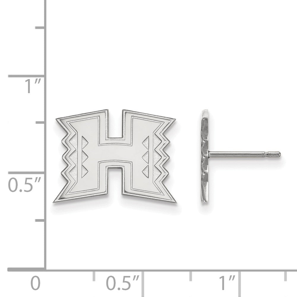 Alternate view of the 10k White Gold The University of Hawai&#39;i Small Post Earrings by The Black Bow Jewelry Co.