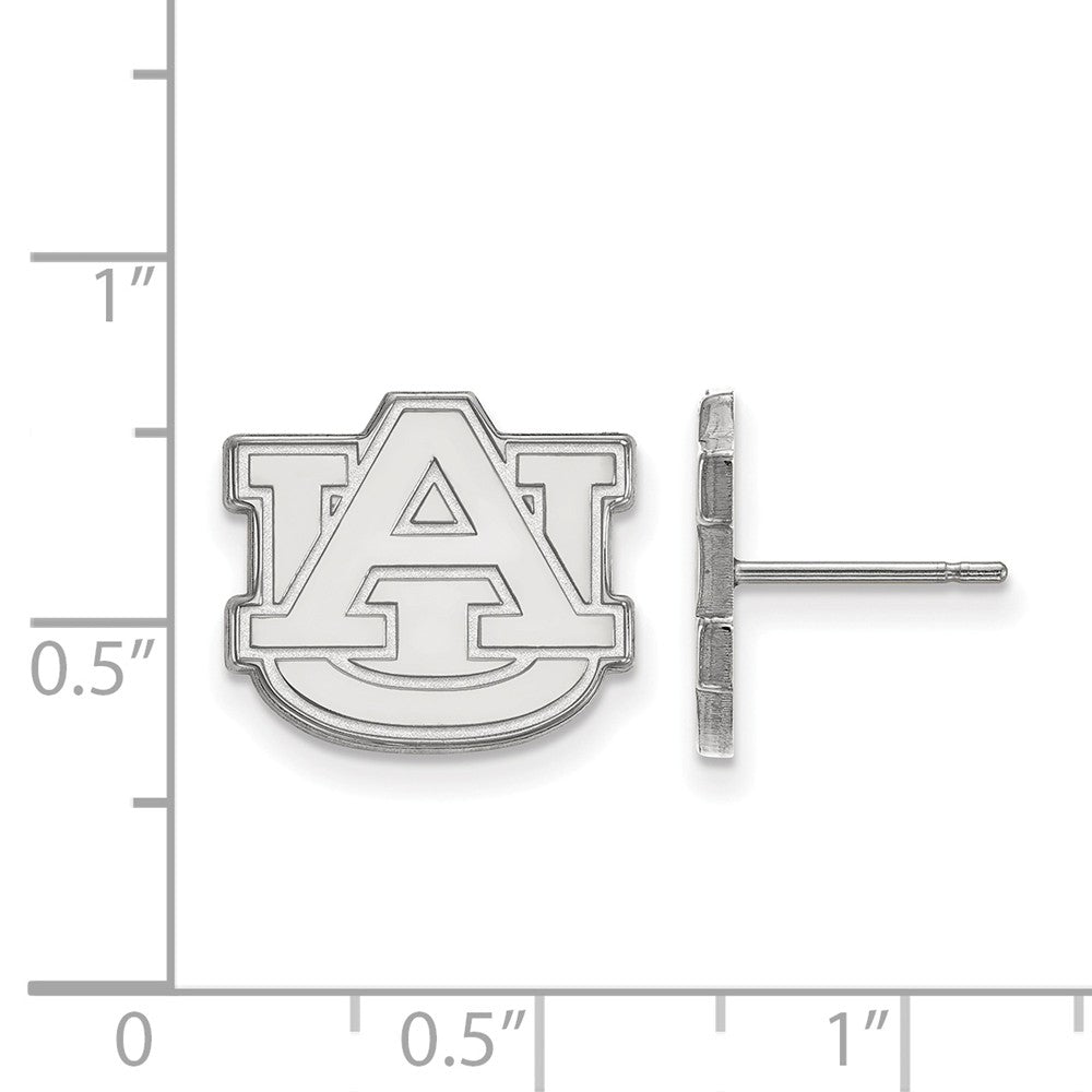 Alternate view of the 10k White Gold Auburn University Small Post Earrings by The Black Bow Jewelry Co.