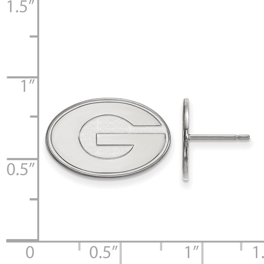 Alternate view of the 10k White Gold University of Georgia Small Initial G Post Earrings by The Black Bow Jewelry Co.