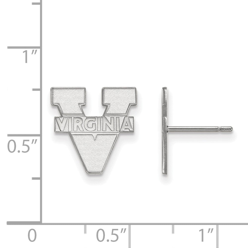 Alternate view of the 10k White Gold University of Virginia Small Post Earrings by The Black Bow Jewelry Co.