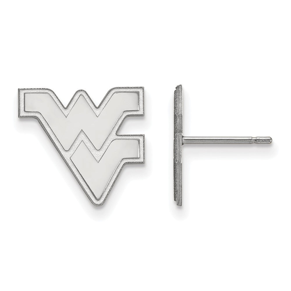 10k White Gold West Virginia University Small Post Earrings, Item E14350 by The Black Bow Jewelry Co.