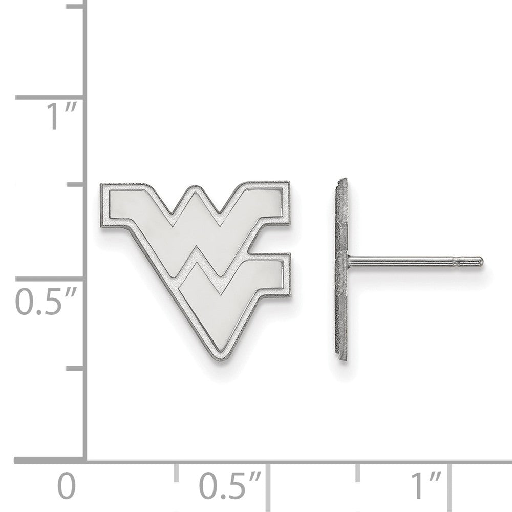 Alternate view of the 10k White Gold West Virginia University Small Post Earrings by The Black Bow Jewelry Co.