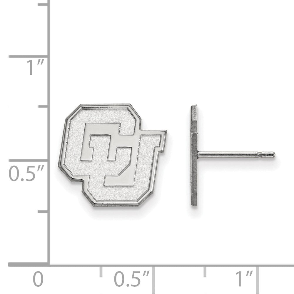 Alternate view of the 10k White Gold University of Colorado Small Post Earrings by The Black Bow Jewelry Co.