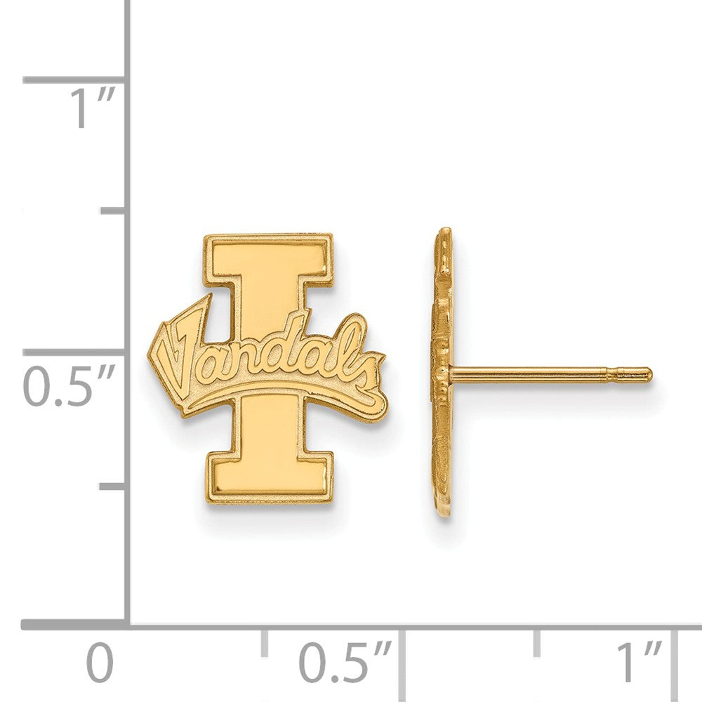 Alternate view of the 10k Yellow Gold University of Idaho Small Post Earrings by The Black Bow Jewelry Co.