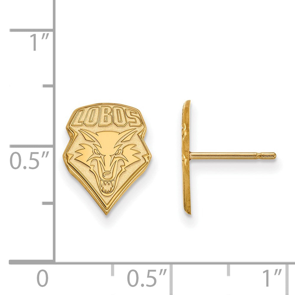Alternate view of the 10k Yellow Gold University of New Mexico Small Post Earrings by The Black Bow Jewelry Co.