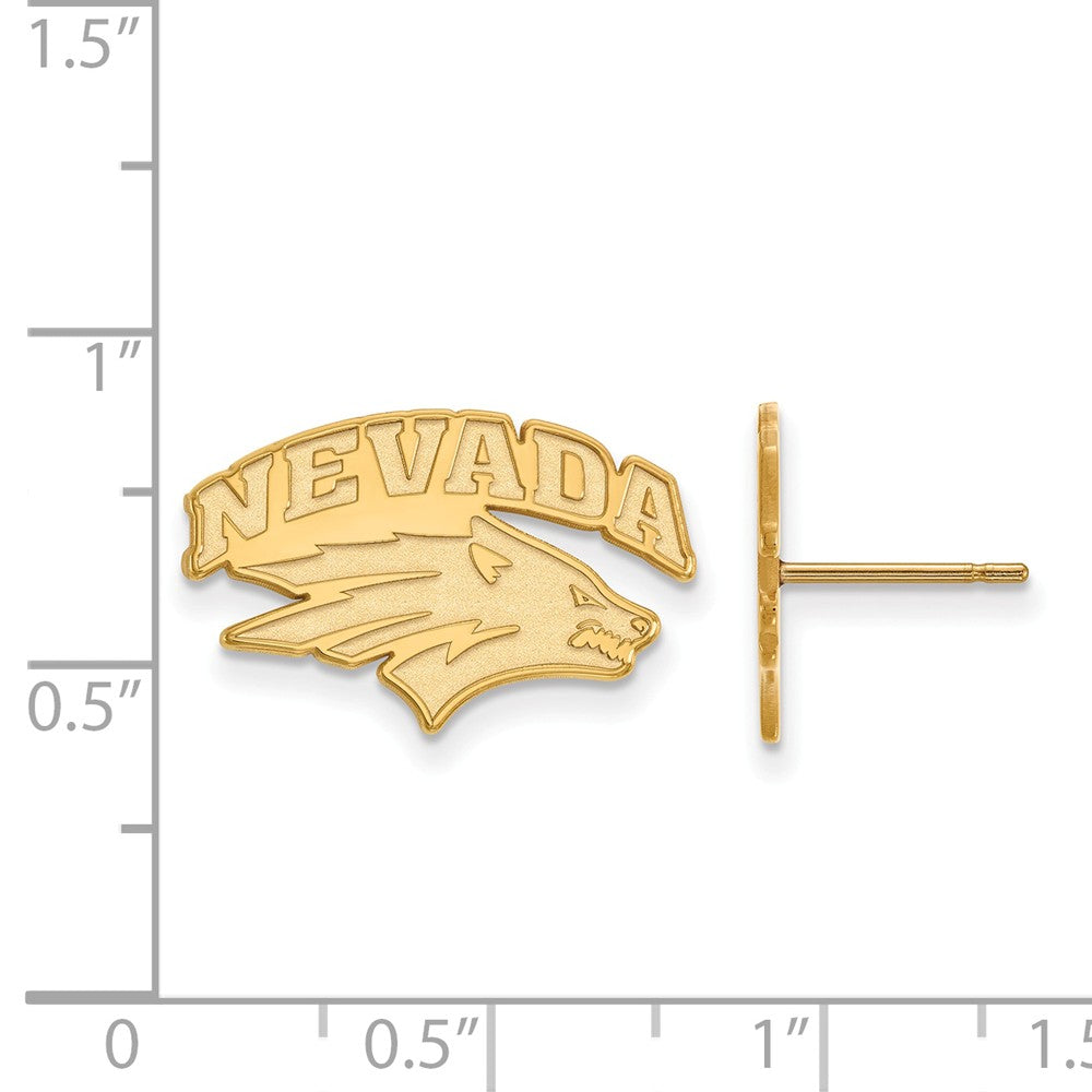 Alternate view of the 10k Yellow Gold University of Nevada Small Post Earrings by The Black Bow Jewelry Co.