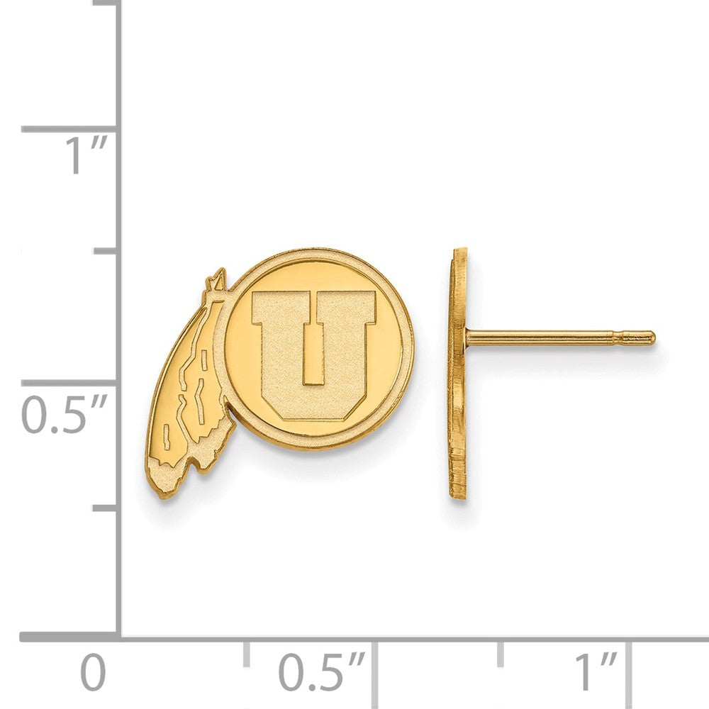 Alternate view of the 10k Yellow Gold University of Utah Small Post Earrings by The Black Bow Jewelry Co.
