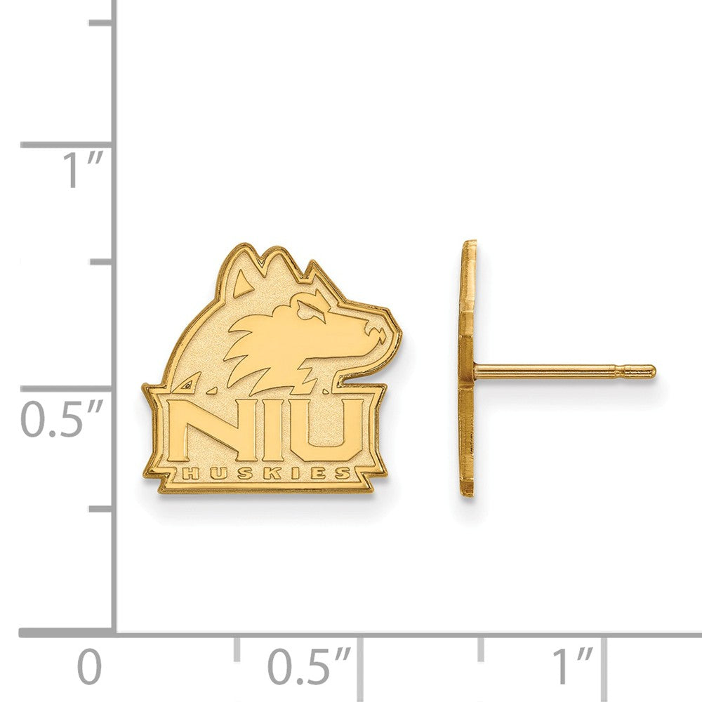 Alternate view of the 10k Yellow Gold Northern Illinois University Small Post Earrings by The Black Bow Jewelry Co.