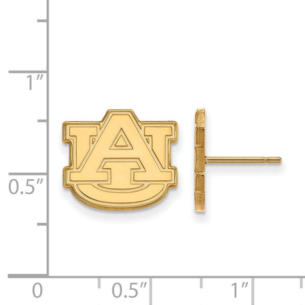 Alternate view of the 10k Yellow Gold Auburn University Small Post Earrings by The Black Bow Jewelry Co.