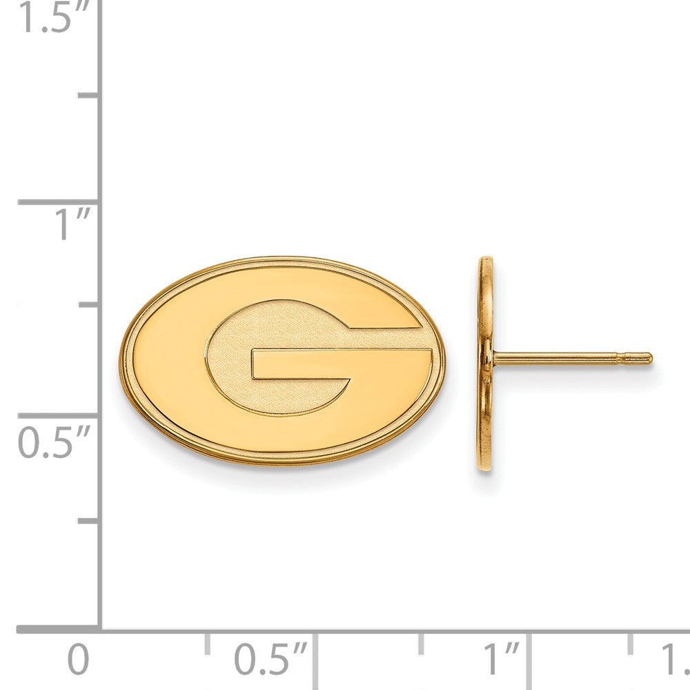 Alternate view of the 10k Yellow Gold University of Georgia Small Initial G Post Earrings by The Black Bow Jewelry Co.