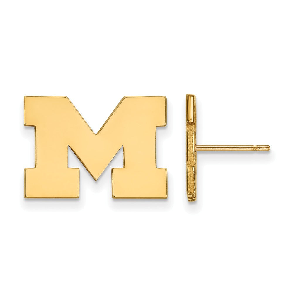 10k Yellow Gold Michigan (Univ of) Small Post Earrings, Item E14518 by The Black Bow Jewelry Co.