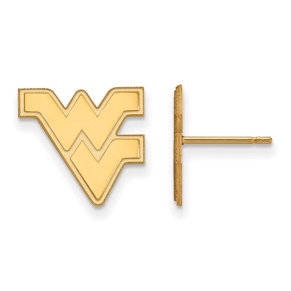 10k Yellow Gold West Virginia University Small Post Earrings, Item E14526 by The Black Bow Jewelry Co.