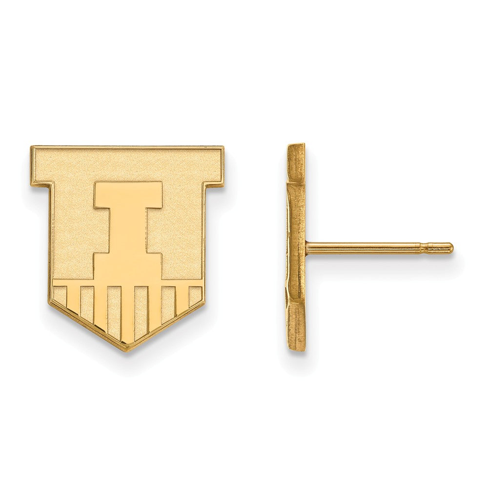 10k Yellow Gold University of Illinois Small Post Earrings, Item E14552 by The Black Bow Jewelry Co.