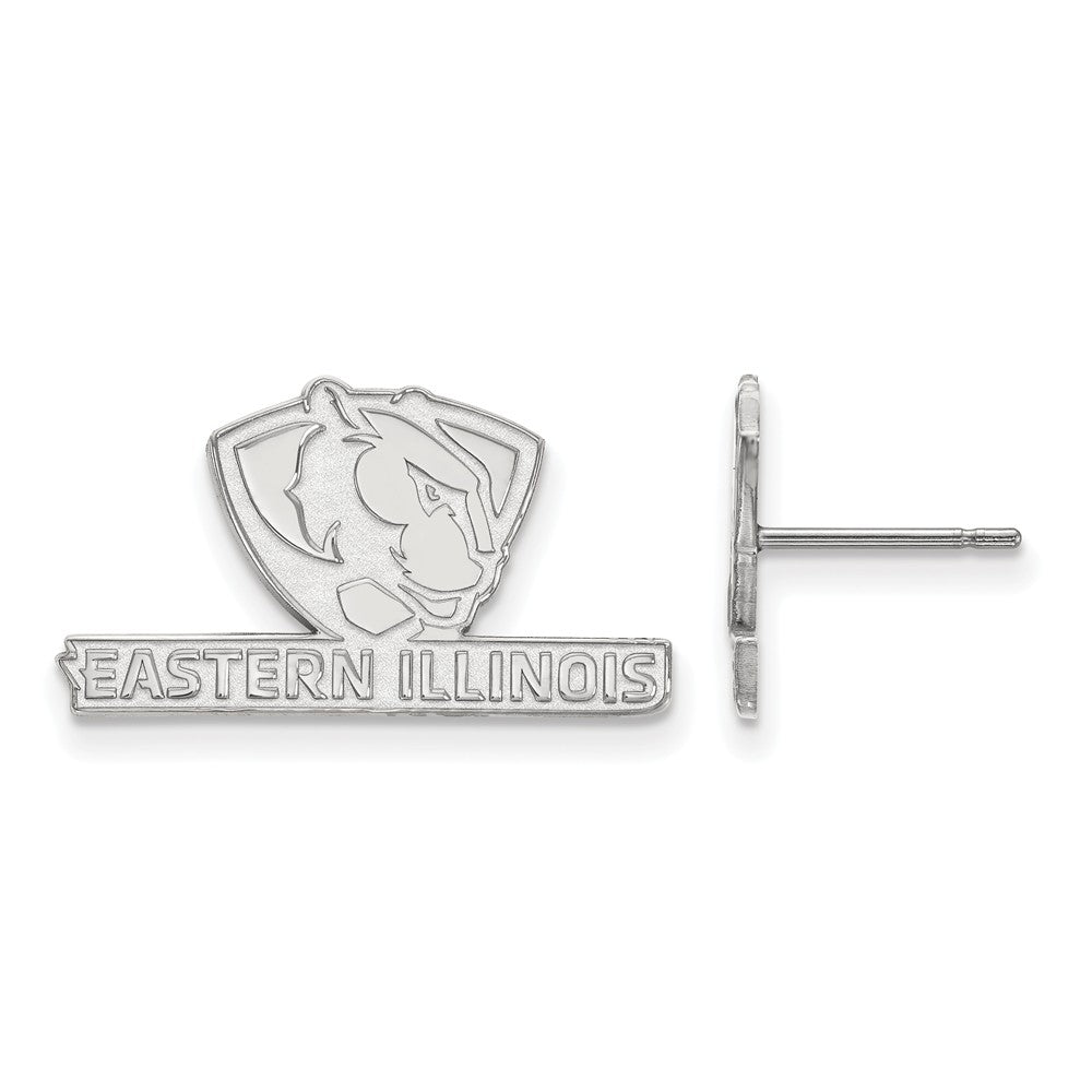 14k White Gold Eastern Illinois University Small Post Earrings, Item E14626 by The Black Bow Jewelry Co.