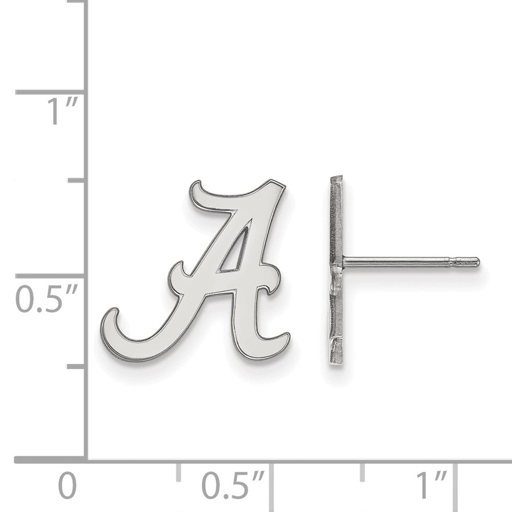 Alternate view of the 14k White Gold University of Alabama Small Post Earrings by The Black Bow Jewelry Co.