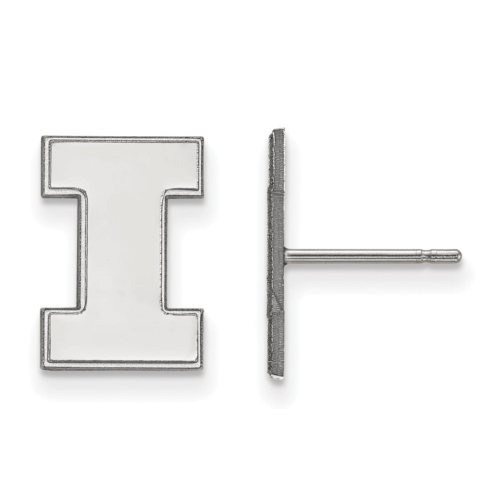 14k White Gold University of Illinois Small Initial I Post Earrings, Item E14690 by The Black Bow Jewelry Co.