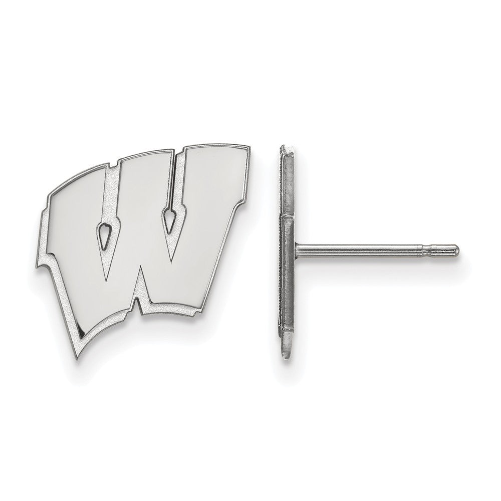 14k White Gold University of Wisconsin Small &#39;W&#39; Post Earrings, Item E14701 by The Black Bow Jewelry Co.