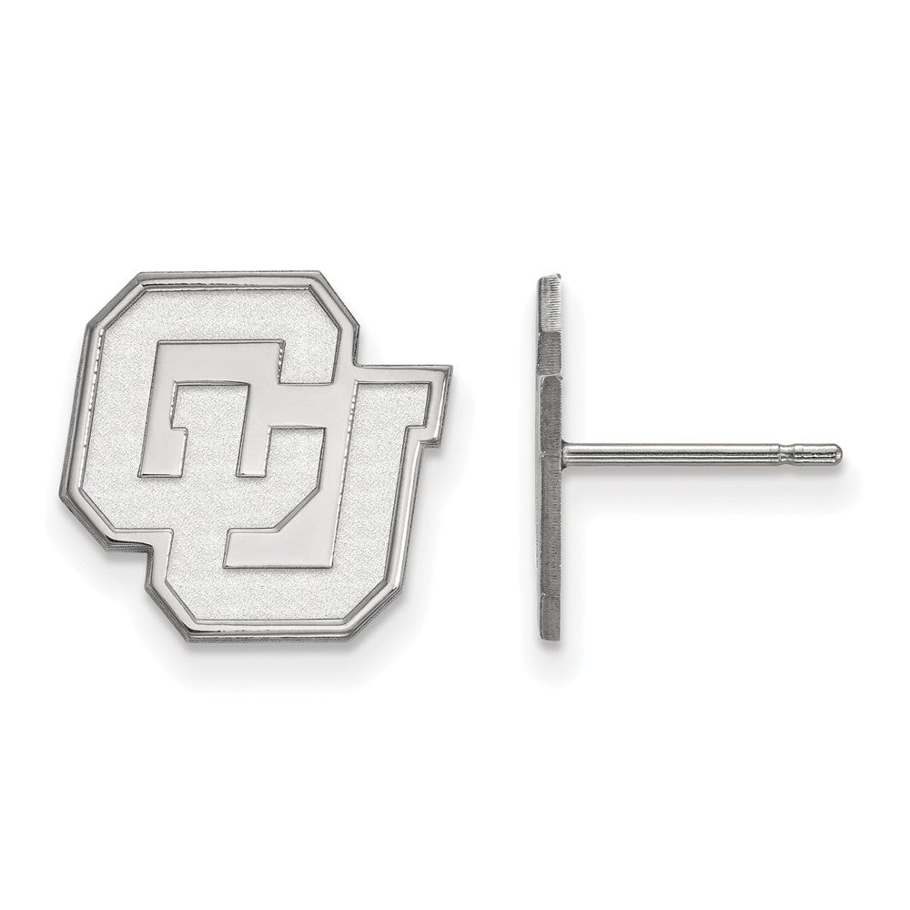 14k White Gold University of Colorado Small &#39;CU&#39; Post Earrings, Item E14713 by The Black Bow Jewelry Co.