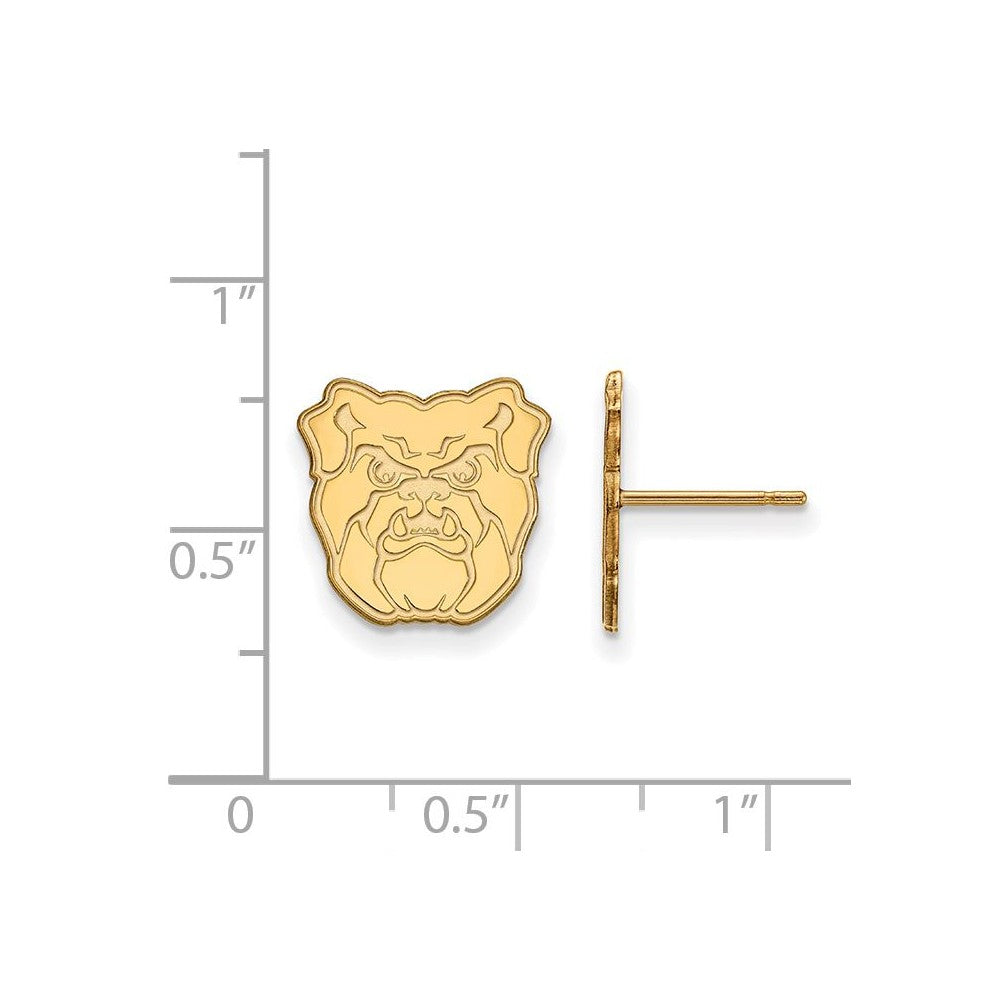 Alternate view of the 14k Yellow Gold Butler University Small Post Earrings by The Black Bow Jewelry Co.